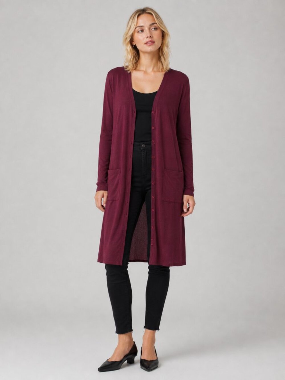 2/$30 ZARA Duster Cardigan V-Neck Pockets Purple Medium #8727